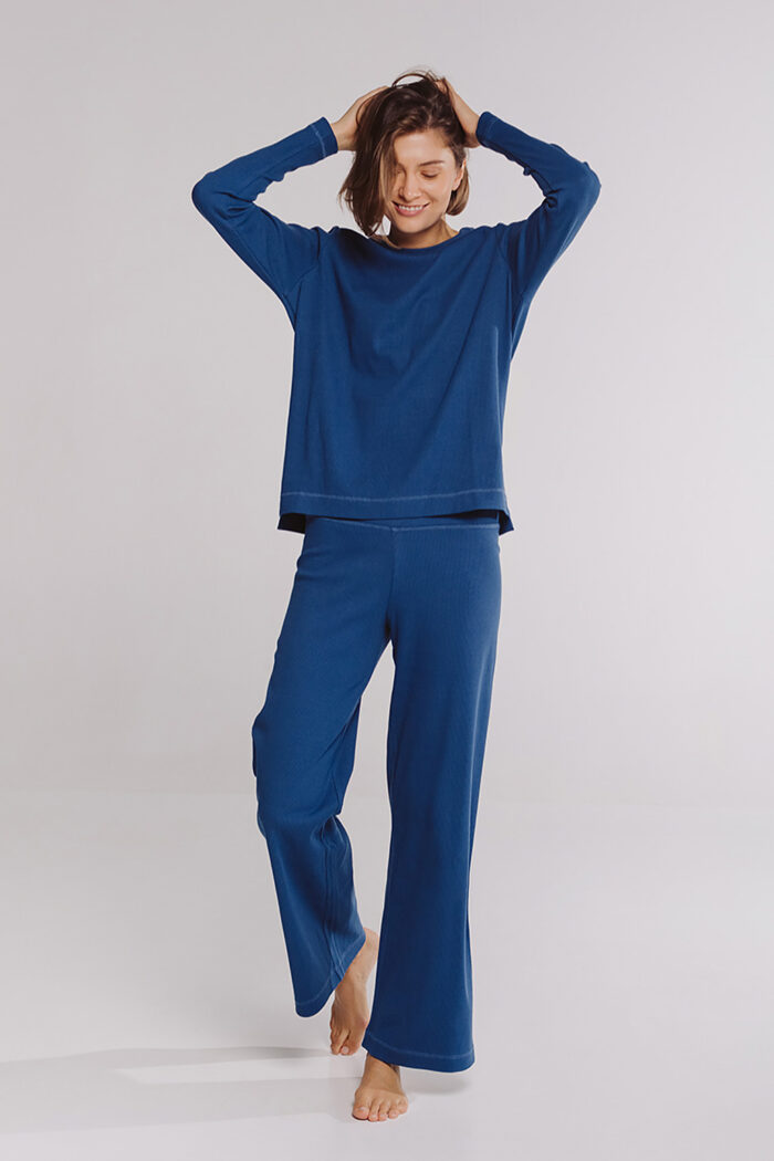 Піжамний комплект Ribbing Blue Фото 1. Піжамний комплект Ribbing Blue. Купити в mooimi Україна
