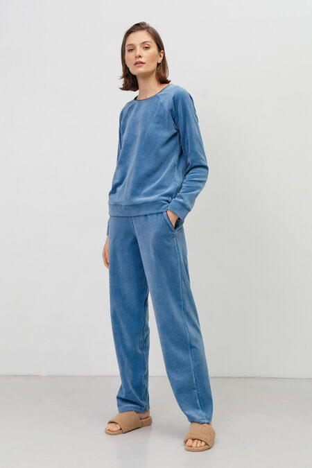 Фото 1. Піжамний комплект Velour Blue. Купити в mooimi Україна